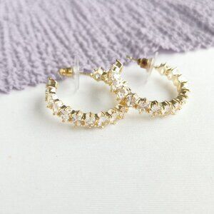 Kendra Scott Cailin Gold Hoop Earrings White Crystal